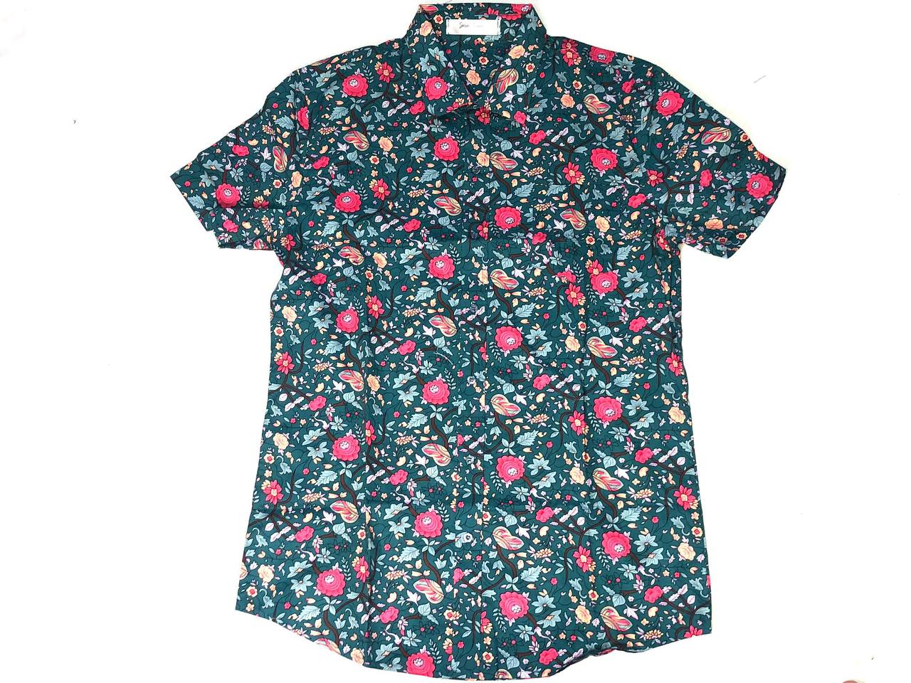 Flowers and Green Short Sleeve